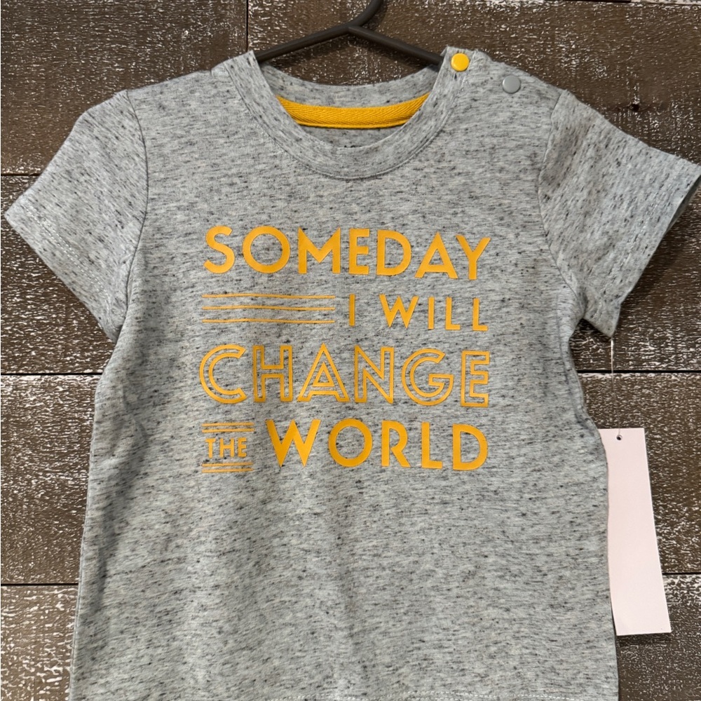 Robeez Gray Tee‎ with Yellow Inspirational Print, NWT 9-12M